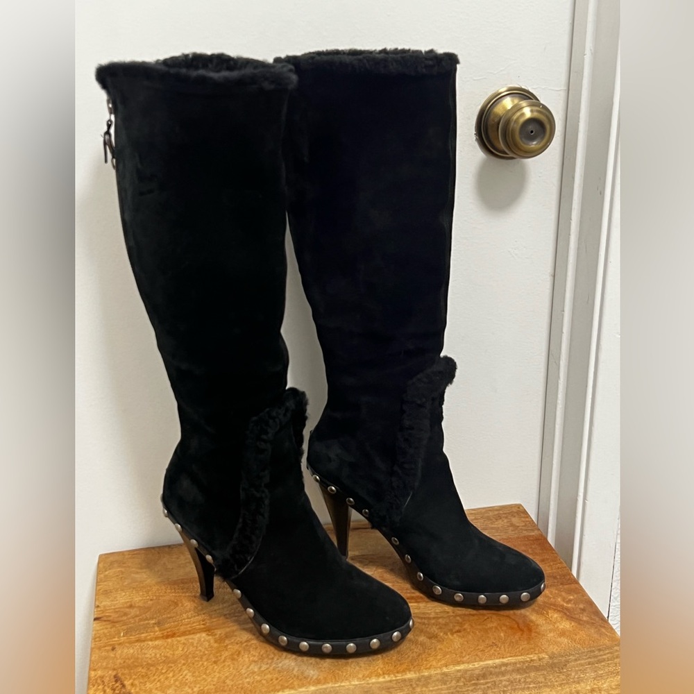 Nike Lab Women Black Suede Knee-High Boots